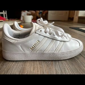 Adidas Gazelle White Leather Sneakers, Women’s 7